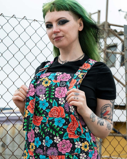 Rebel Romance Tattoo Floral Dungarees