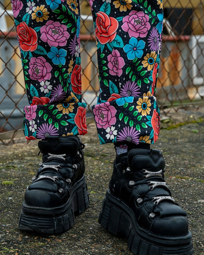 Rebel Romance Tattoo Floral Dungarees