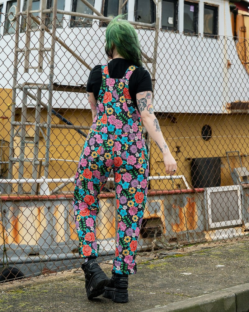 Rebel Romance Tattoo Floral Dungarees