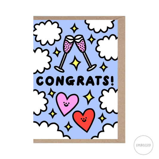 Rumble Cards Congrats Hearts in Clouds Card