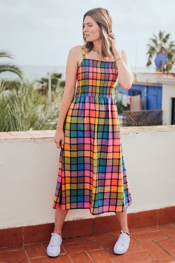 Sugarhill Brighton Denali Midi Shirred Sun Dress - 8