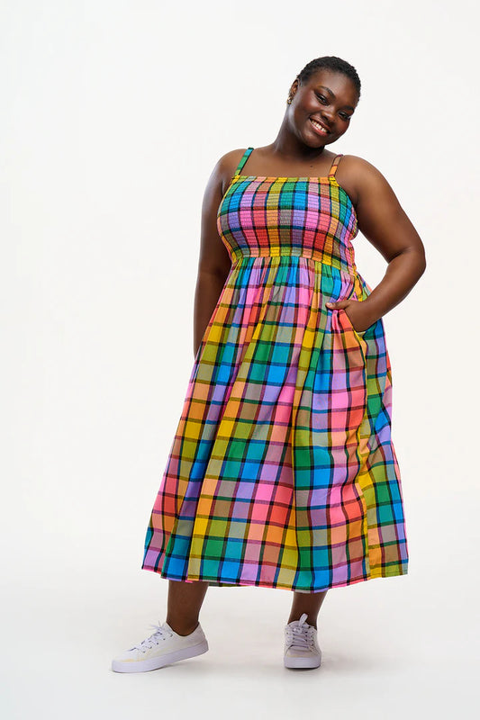 Sugarhill Brighton Denali Midi Shirred Sun Dress - 8