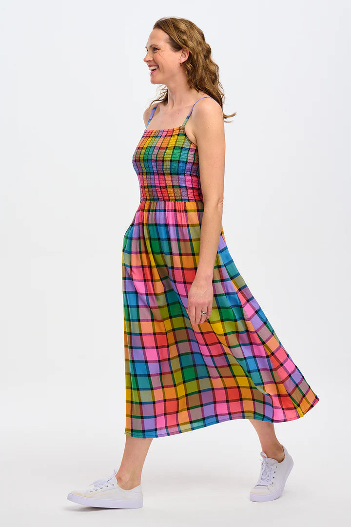 Sugarhill Brighton Denali Midi Shirred Sun Dress - 8