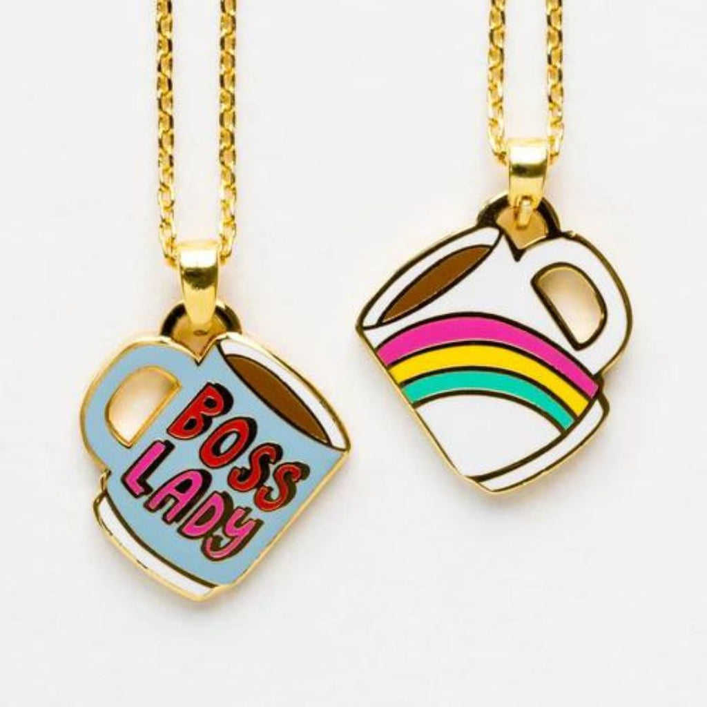 Yellow Owl Workshop Boss Lady Rainbow Mug Double Sided Necklace