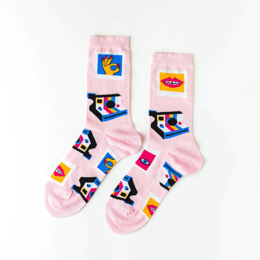 Yellow Ow Workshop Instant Selfie Socks in Small.