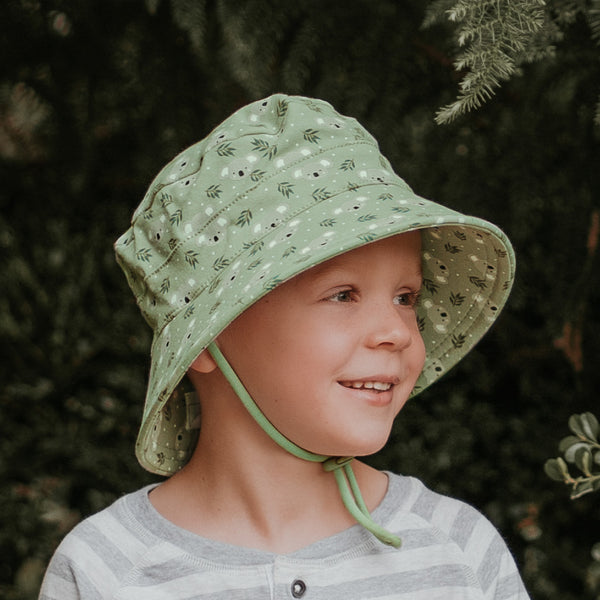 Side view of Bedhead Koala Bucket Hat worn by child