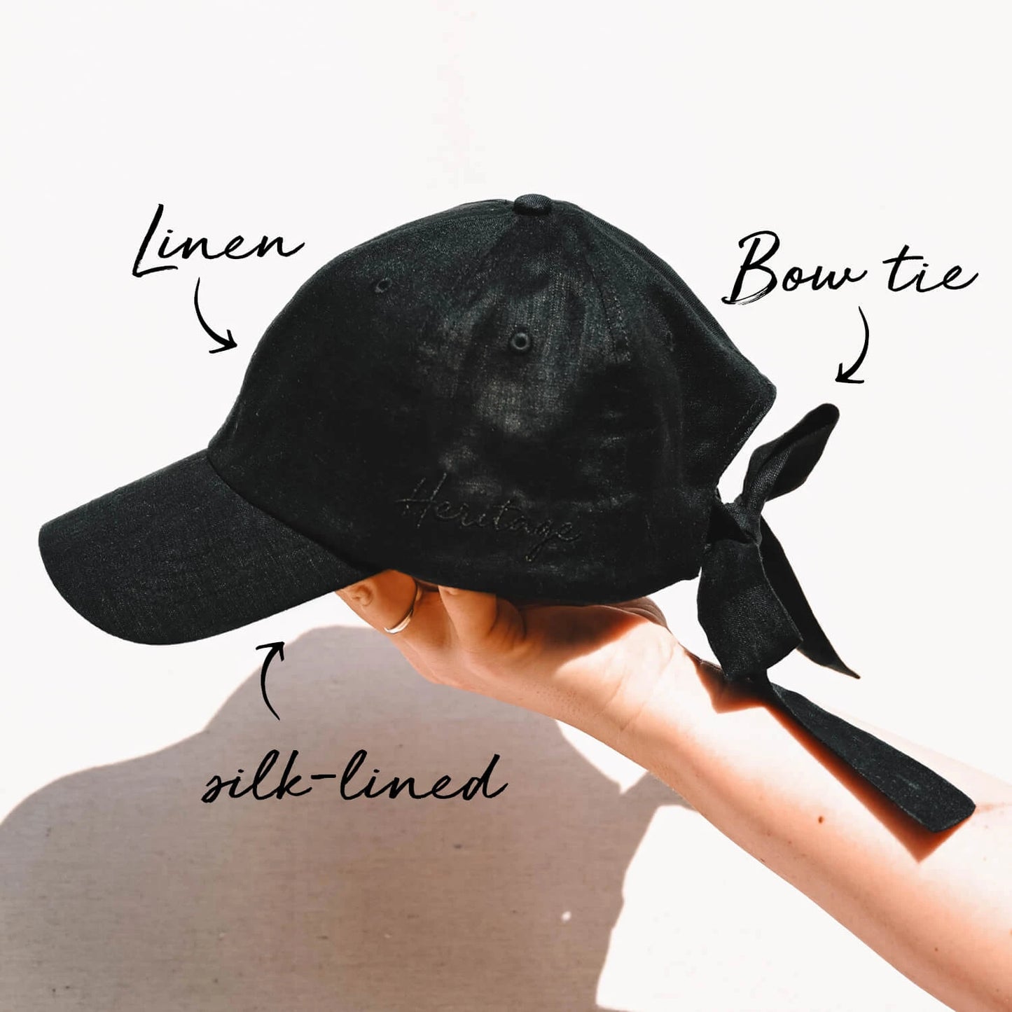 Bedhead Heritage Adult Linen Bow Tie Cap - Ebony