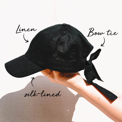 Bedhead Heritage Adult Linen Bow Tie Cap - Ebony
