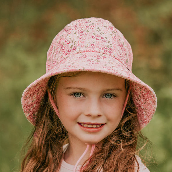 Front view of Bedhead Bridgette Bucket Hat worn by young model