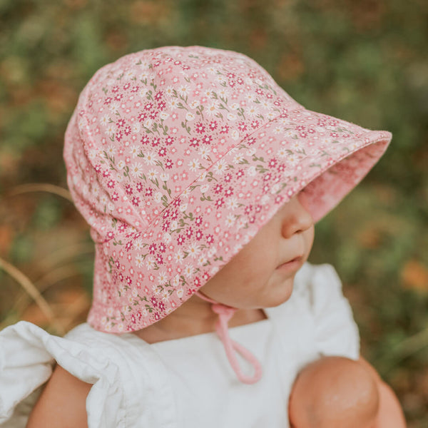 Side view of Bedhead Bridgette Bucket Hat for 1-2 years worn by young model