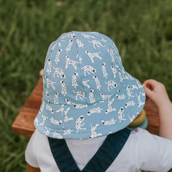 Back view of Bedhead Dalmatian Bucket Hat for 1-2 years worn by a young model