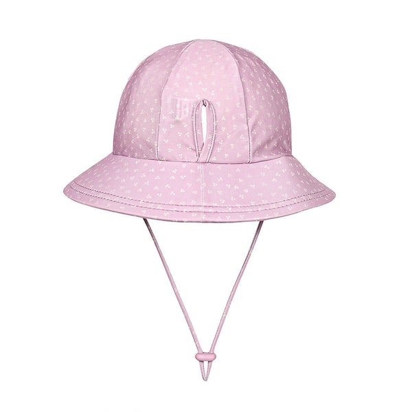 Back view of Bedhead Lila Swim Bucket Hat featuring ponytail opening