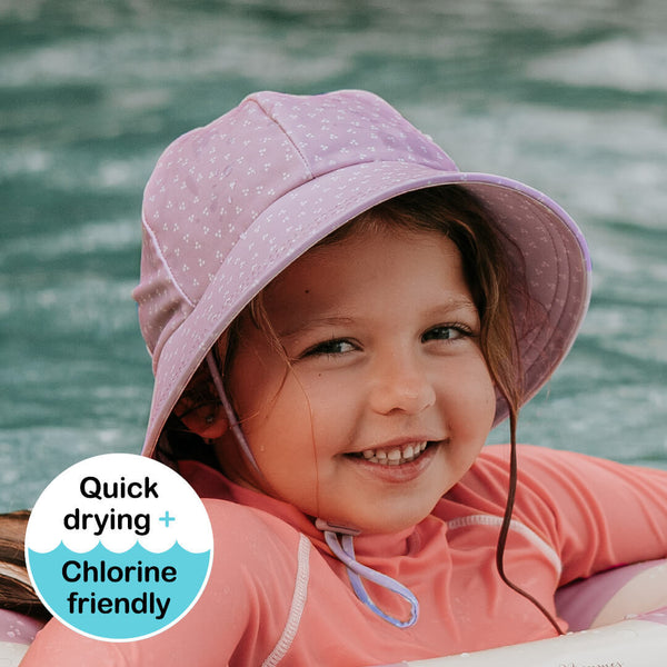 Bedhead Lila Swim Bucket Hat on a young model