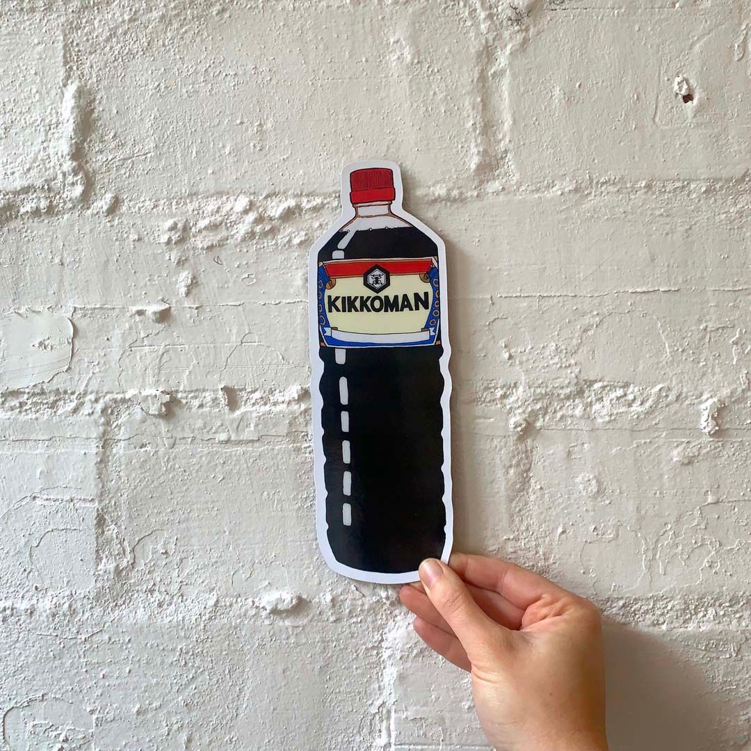 Bottle of Soy Sauce from Billie Justice Thomson Really Big Magnet Set held in a model's hand