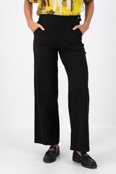 Olga de Polga Peggy Lino Long Pants - Black Linen