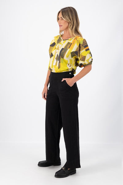 Olga de Polga Peggy Lino Long Pants - Black Linen