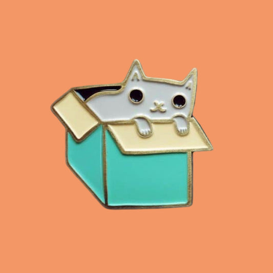 Boygirlparty Cat in a Box Pin - Grey Cat