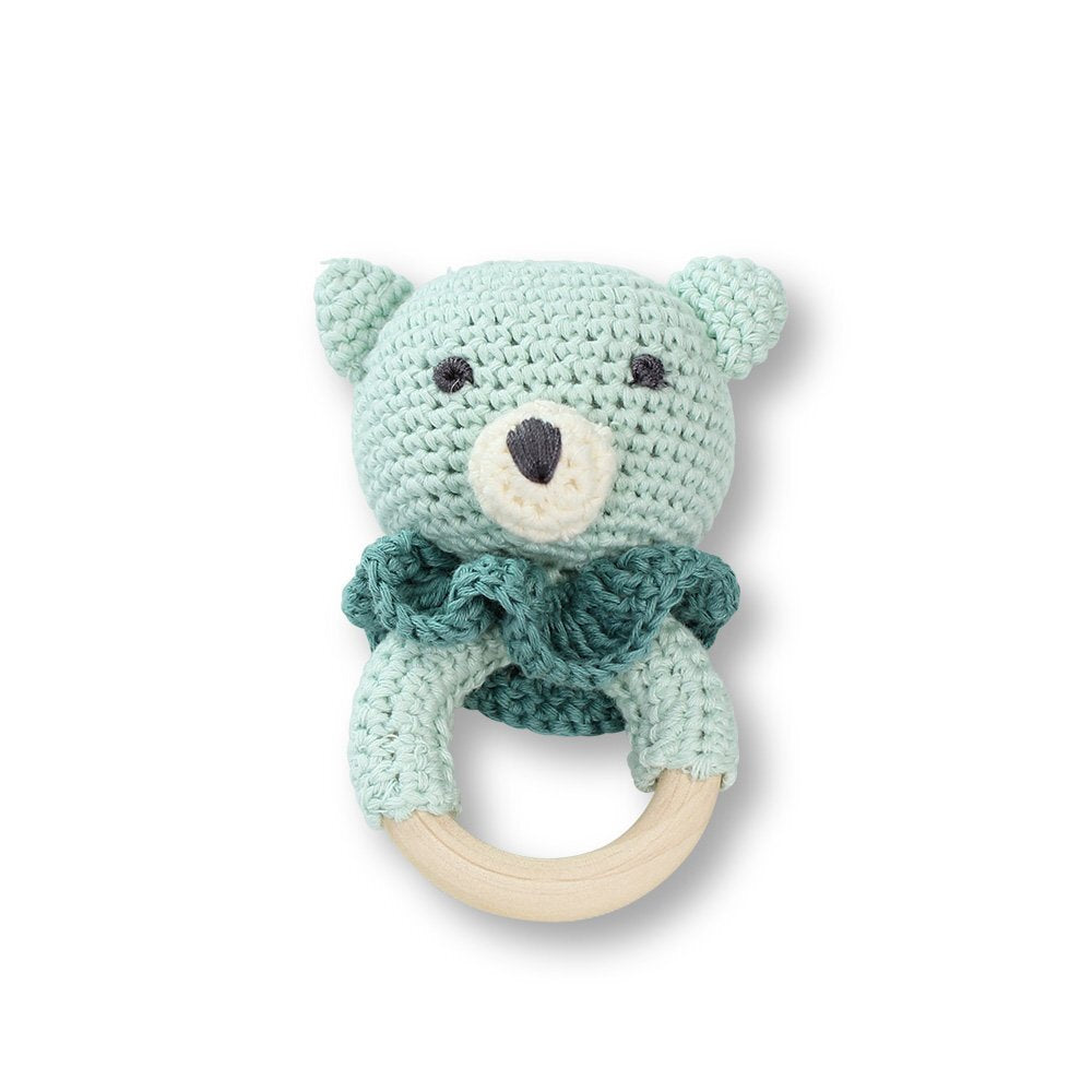 DLUX Teddy Crochet Rattle Teether in Mint