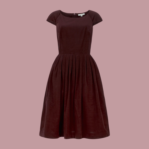 Emily & Fin Claudia Needlecord Bordeaux Dress