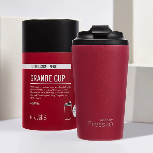 IMPERFECT: Fressko Grande Reusable Coffee Cup - 16oz in Rouge