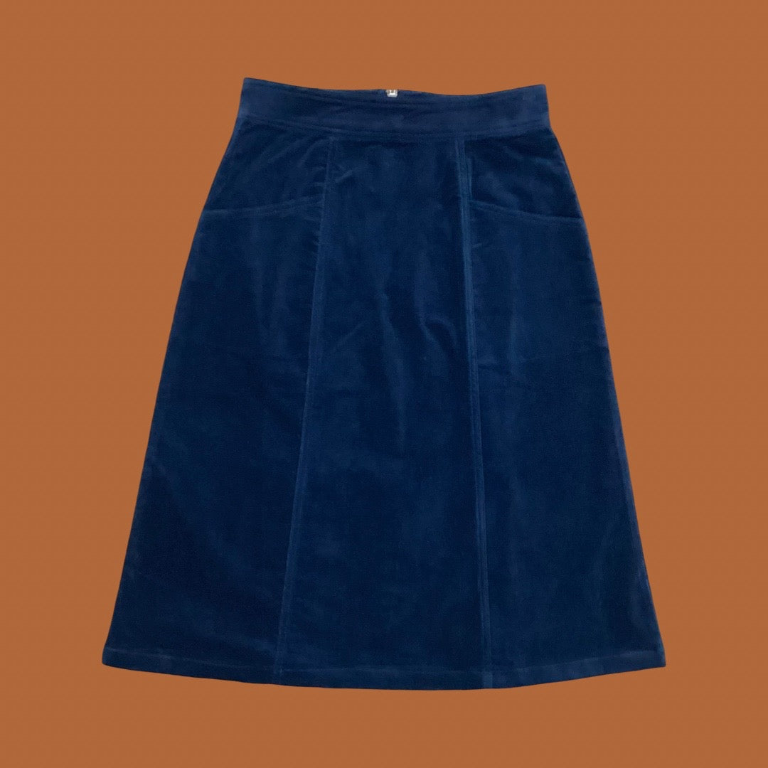 Frock Me Out A-Line Velvet Skirt - Petrol Blue