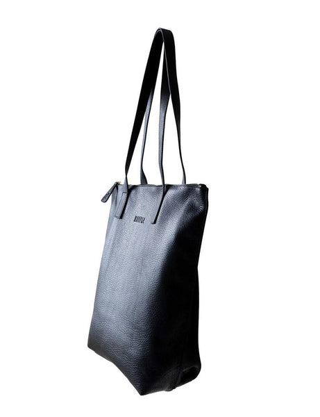 Side View of Hoopla Small Zip Up Tote in Black