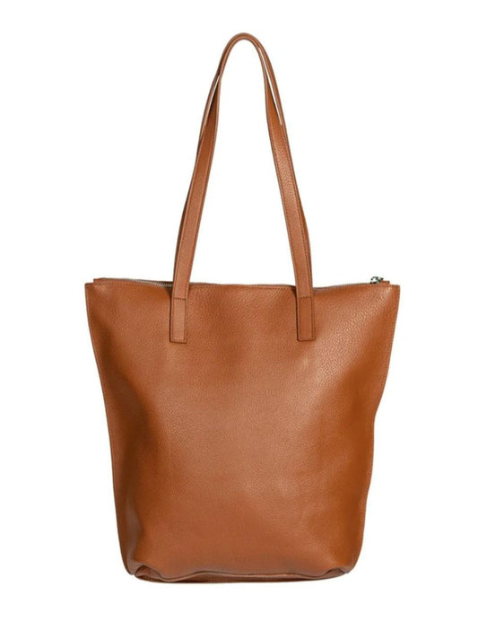 Back View of Hoopla Small Zip Up Tote in Tan