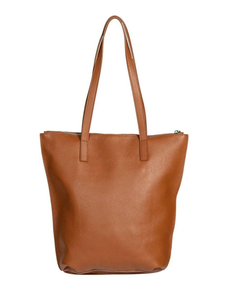 Back View of Hoopla Small Zip Up Tote in Tan