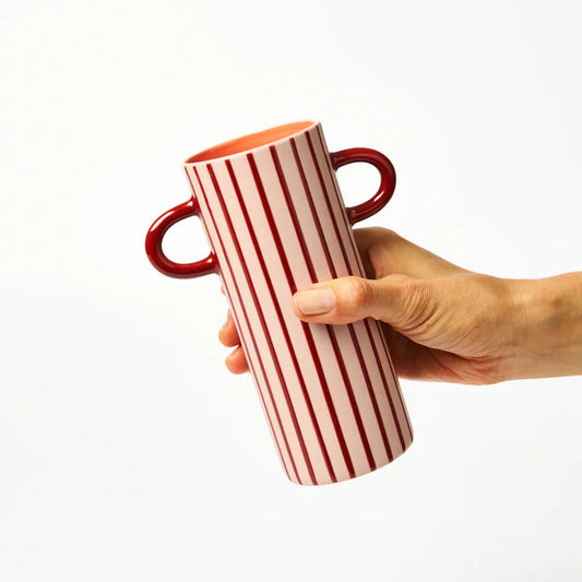 Jones & Co Giraffe Bud Vase - Pink Pinstripe