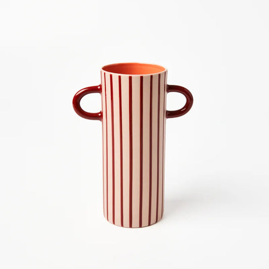 Jones & Co Giraffe Bud Vase - Pink Pinstripe