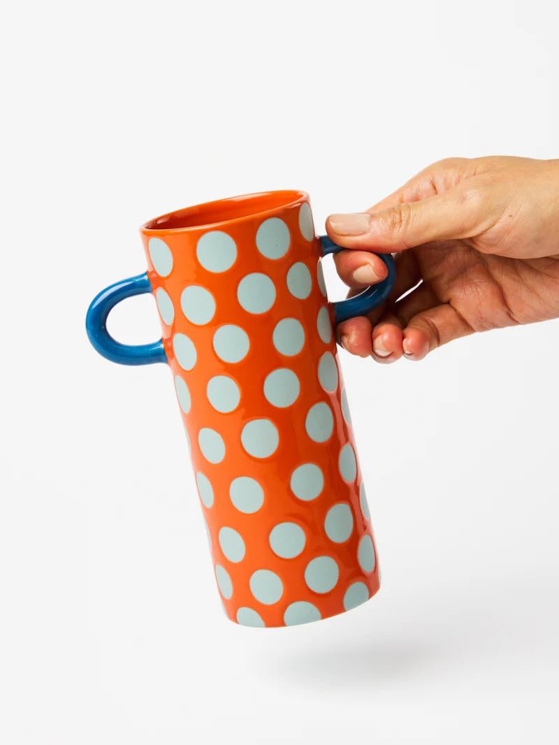 Jones & Co Giraffe Bud Vase - Red Blue Spot