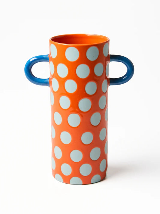 Jones & Co Giraffe Bud Vase - Red Blue Spot