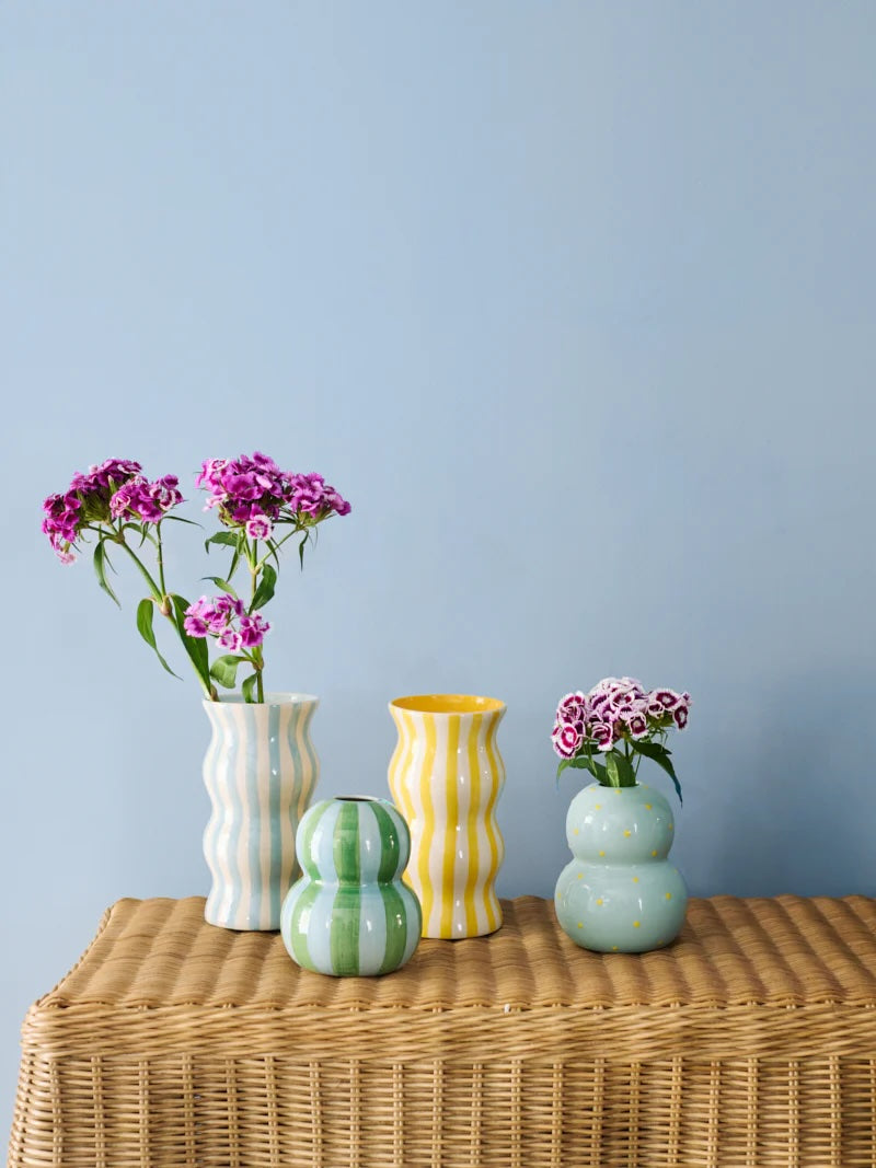 Jones & Co Fonda Vase - Green/Blue Stripe