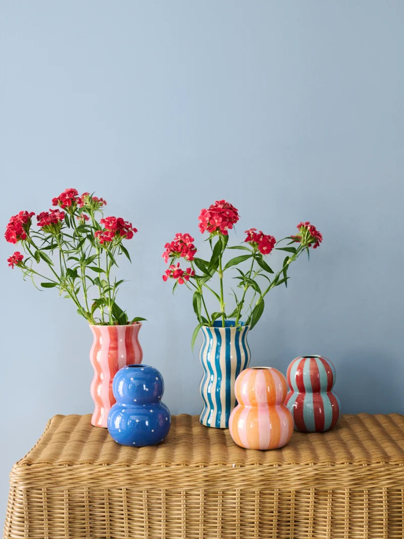 Jones & Co Fonda Vase - Red/Blue Stripe