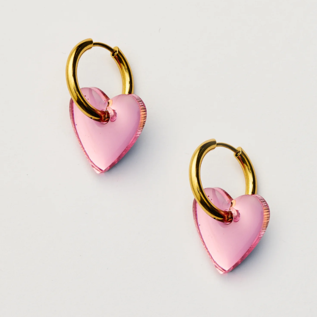 Martha Jean Marty Heart Earrings - Pink