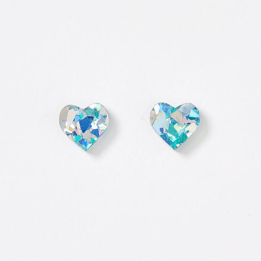 Martha Jean Mini Heart Stud Earrings - Aqua