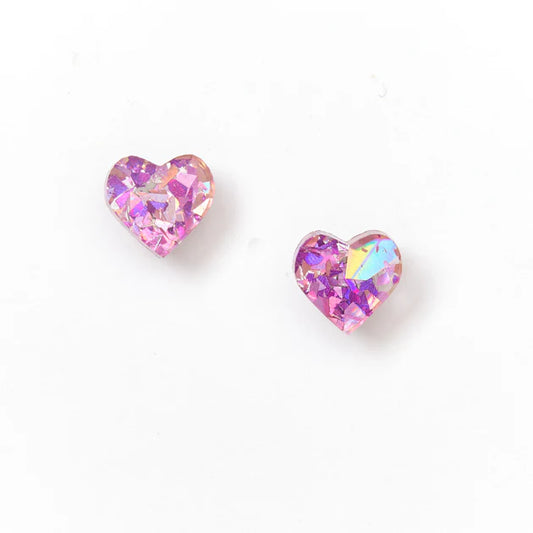Martha Jean Mini Heart Stud Earrings - Mauve