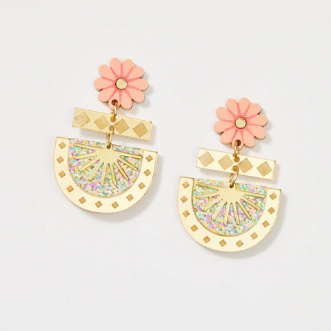 Martha Jean Betty Earrings - Gold / Peach