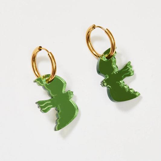 Martha Jean Mini Bird Earrings - Fern