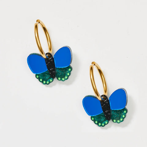 Martha Jean Butterfly Earrings - Cobalt