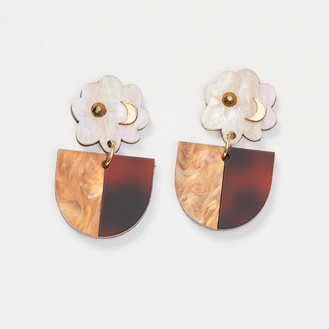 Martha Jean Celeste Earrings - Gold / Tortoise Brown