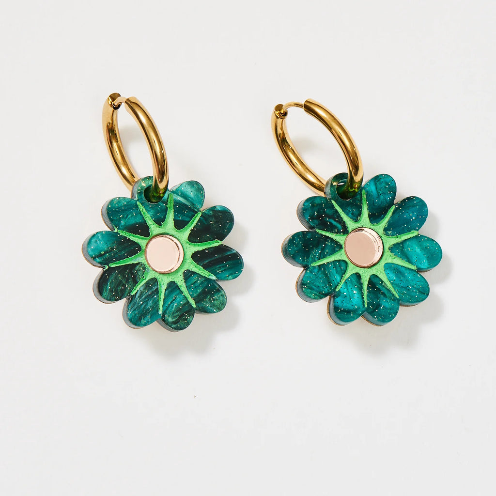 Martha Jean Hattie Earrings - Emerald / Rose