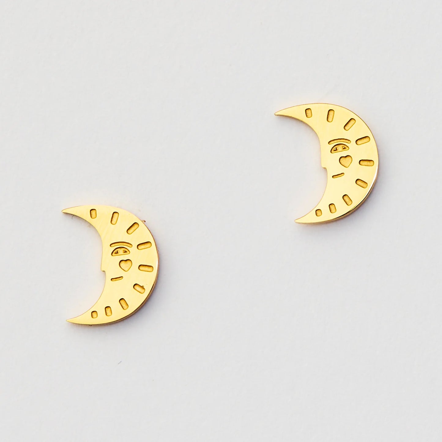 Martha Jean Moon Studs - Gold