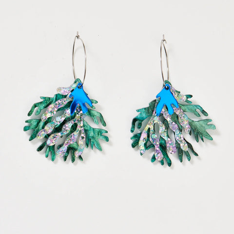 Martha Jean Seaweed Earrings - Emerald / Mermaid