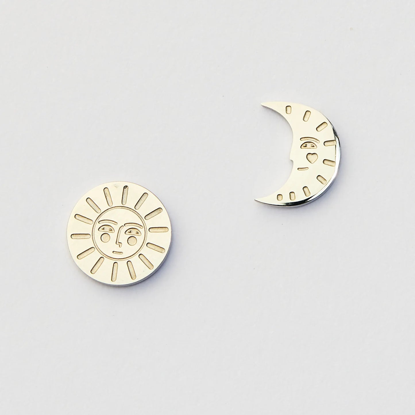 Martha Jean Sun & Moon Studs - Silver