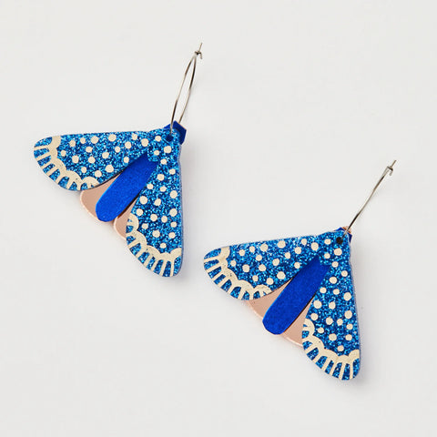 Martha Jean Moth Earrings - Indigo