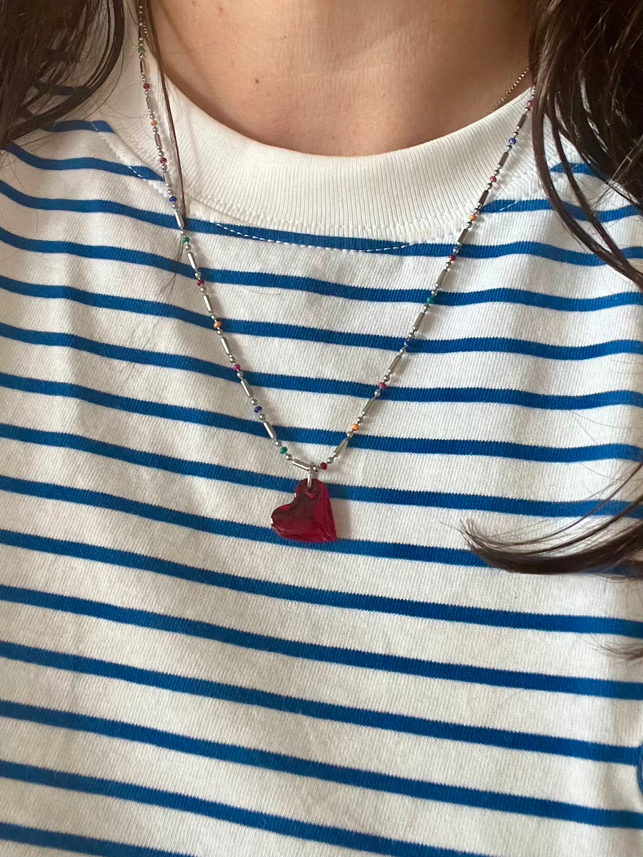 Martha Jean Heart Charm - Red/Silver