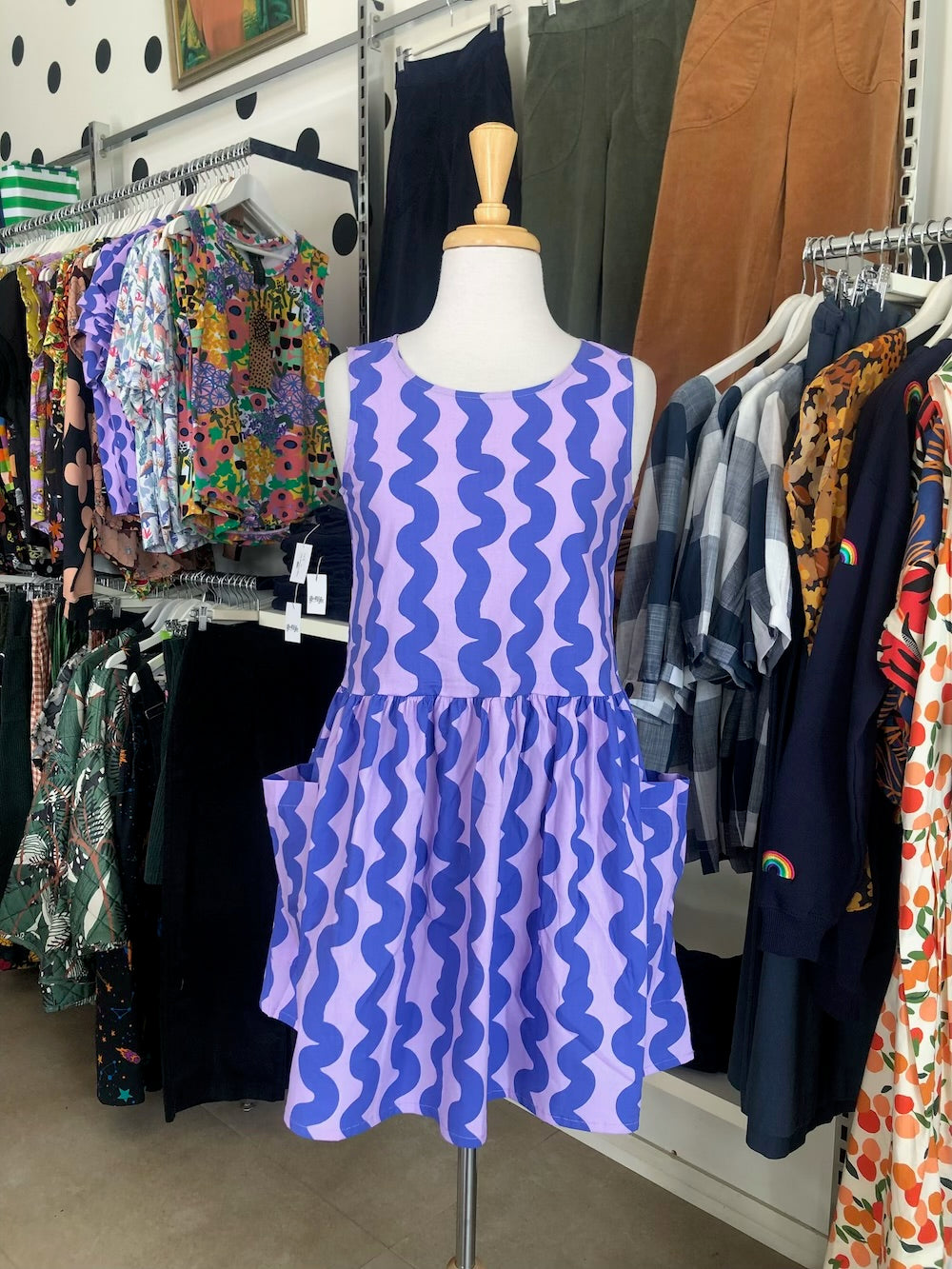 Nooworks Big Pocket Squiggle Dress on Mabel the Model