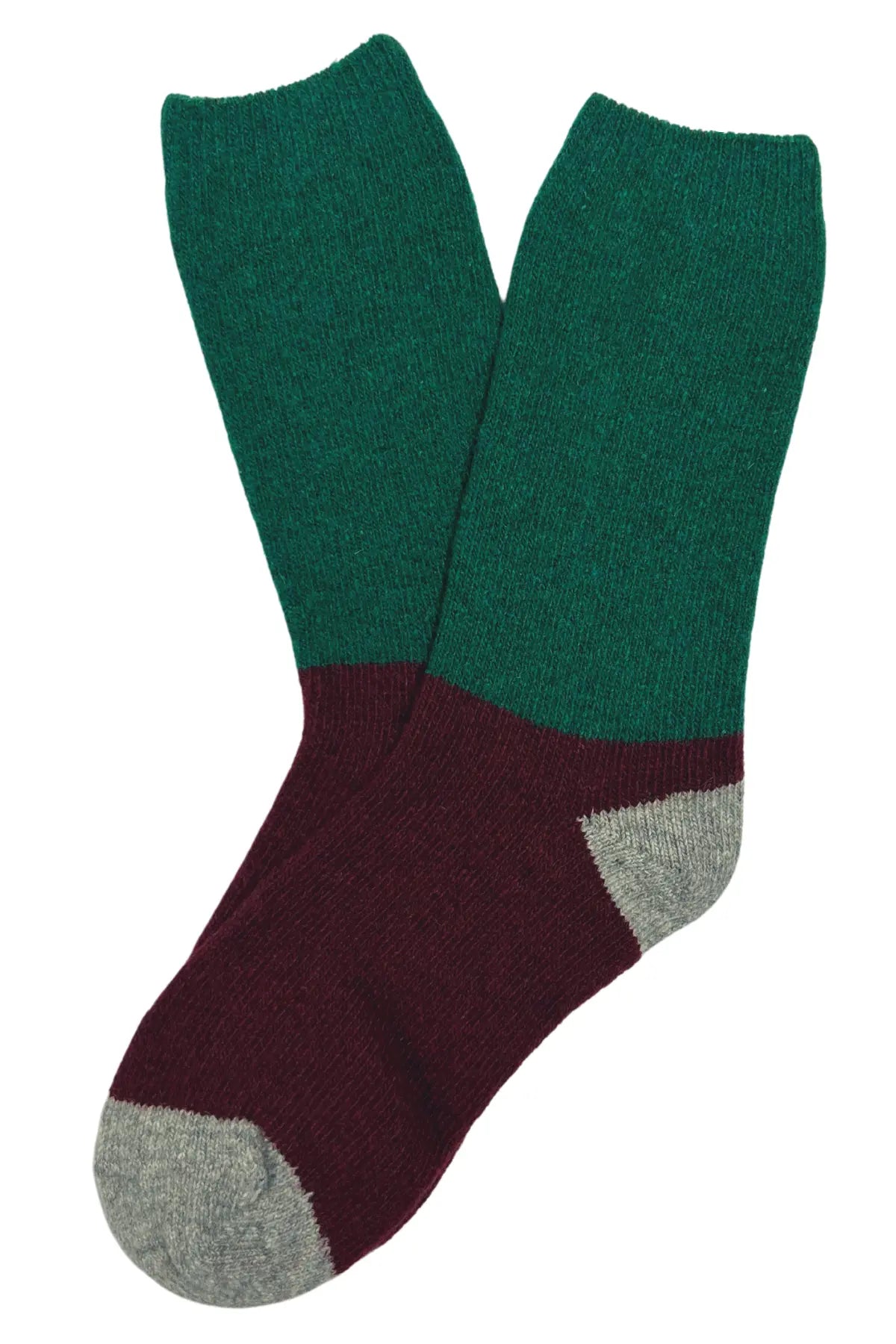 Olga de Polga Terrific Triple Tone Socks in green/ burgundy/ grey