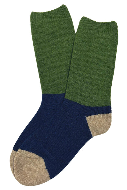 Olga de Polga Terrific Triple Tone Socks in green/ navy/ cream